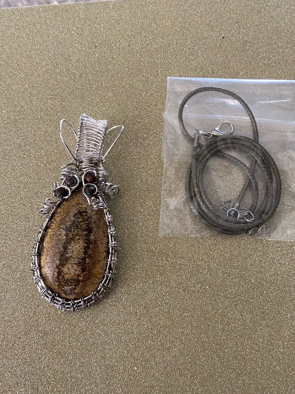 .725 SLP Picture Jasper Copper Pendant with coordinated cord